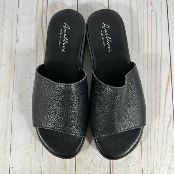Avellini Made in Italy Black Leather Slide Sandals 40 - Picture 3 of 9